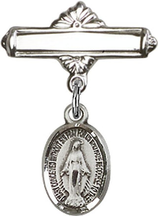 Sterling Silver Polished Badge Pin Miraculous Baby Badge