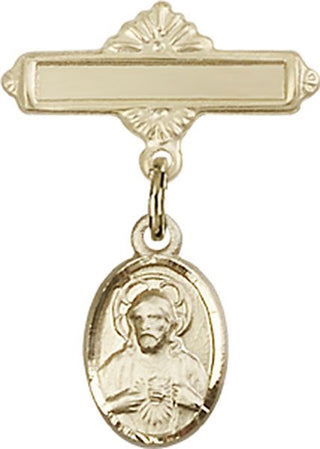 14kt Gold Filled Polished Badge Pin Scapular Baby Badge