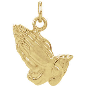 14K Gold 15.75x13 MM Praying Hands Pendant