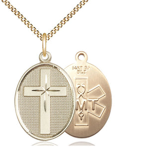 14kt Gold Filled Cross EMT Medal Catholic Jewelry