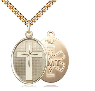 14kt Gold Filled Cross EMT Medal Catholic Jewelry