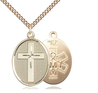14kt Gold Filled Cross EMT Medal Catholic Jewelry