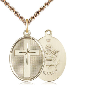 14kt Gold Filled Cross Army Medal | Large
