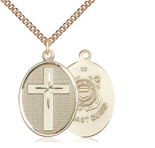 14kt Gold Filled Cross Coast Guard Medal Catholic Jewelry