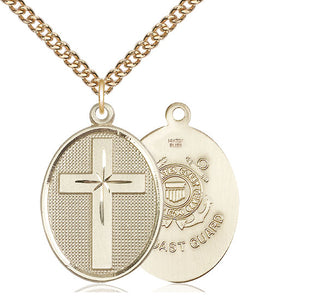 14kt Gold Filled Cross Coast Guard Medal | Large