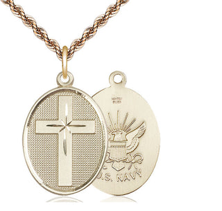 14kt Gold Filled Cross Navy Medal | Large