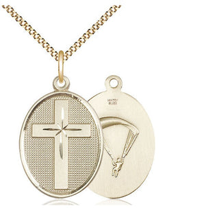 14kt Gold Filled Cross Paratrooper Medal Catholic Jewelry