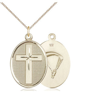14kt Gold Filled Cross Paratrooper Medal Catholic Jewelry
