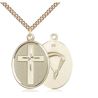 14kt Gold Filled Cross Paratrooper Medal Catholic Jewelry