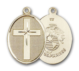14K Gold Cross / Marines Pendant
