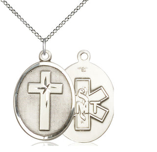 Sterling Silver Cross EMT Medal Catholic Jewelry