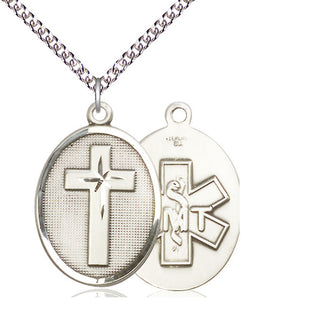 Sterling Silver Cross EMT Medal Catholic Jewelry