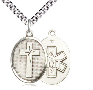 Sterling Silver Cross EMT Medal Catholic Jewelry
