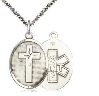 Sterling Silver Cross EMT Medal Catholic Jewelry