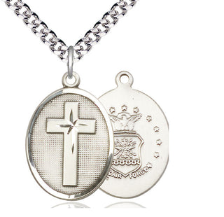 Sterling Silver Cross Air Force Medal Catholic Jewelry