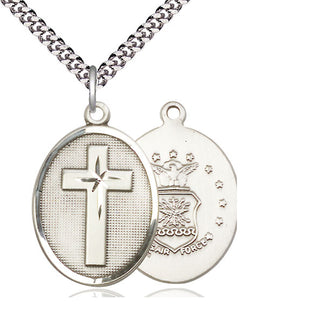 Sterling Silver Cross Air Force Medal Catholic Jewelry