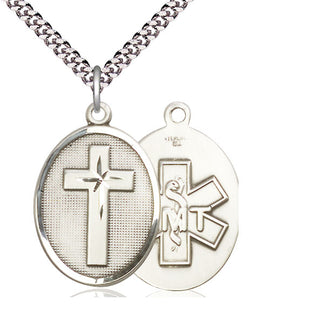 Sterling Silver Cross Paratrooper Medal Catholic Jewelry