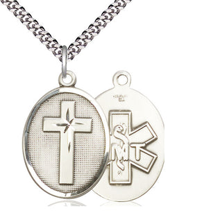 Sterling Silver Cross Paratrooper Medal Catholic Jewelry