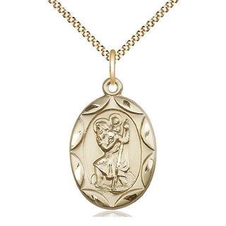 14kt Gold Filled Saint Christopher Medal Catholic Jewelry Engraved Catholic Saint Jewelry