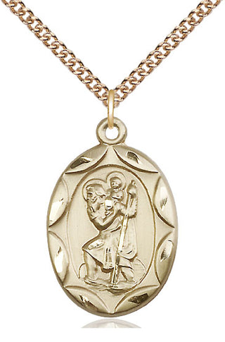 14kt Gold Filled Saint Christopher Medal Catholic Jewelry Engraved Catholic Saint Jewelry