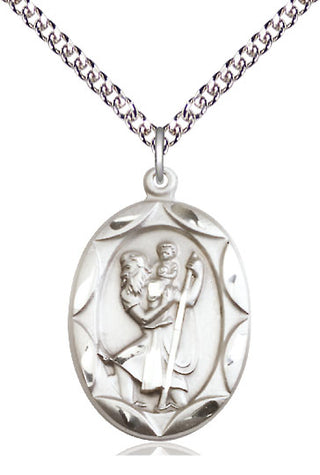 Sterling Silver Saint Christopher Medal Catholic Jewelry Engraved Catholic Saint Jewelry