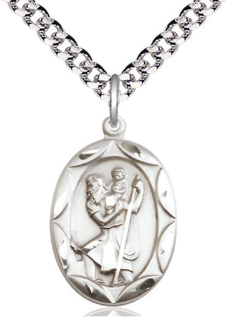 Sterling Silver Saint Christopher Medal Catholic Jewelry Engraved Catholic Saint Jewelry