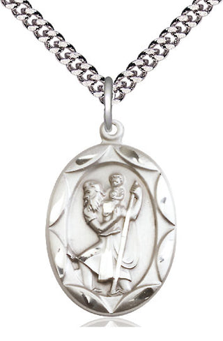 Sterling Silver Saint Christopher Medal Catholic Jewelry Engraved Catholic Saint Jewelry