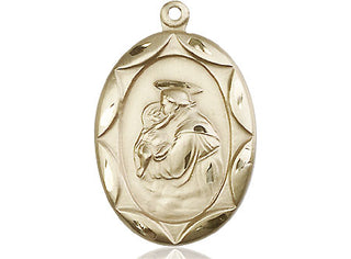 14kt Gold Saint Anthony Medal Engraved Catholic Saint Jewelry
