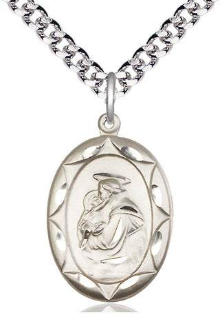 Sterling Silver Saint Anthony Medal Catholic Jewelry Engraved Catholic Saint Jewelry