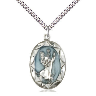 Sterling Silver Saint Christopher Medal Catholic Jewelry Engraved Catholic Saint Jewelry