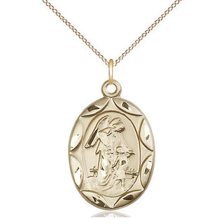 14kt Gold Guardian Angel Medal Engraved Catholic Saint Jewelry