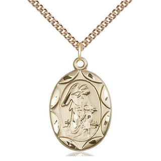 14kt Gold Guardian Angel Medal Engraved Catholic Saint Jewelry