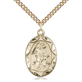 14kt Gold Guardian Angel Medal Engraved Catholic Saint Jewelry