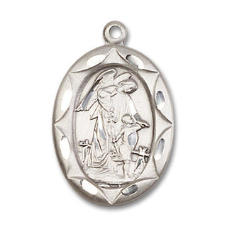Sterling Silver Guardian Angel Medal Engraved Catholic Saint Jewelry