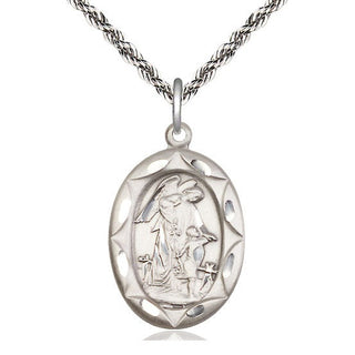 Sterling Silver Guardian Angel Medal Catholic Jewelry Engraved Catholic Saint Jewelry