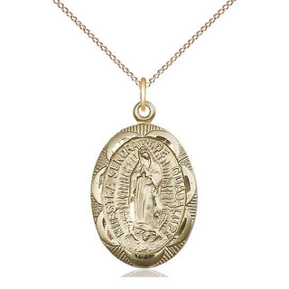 14kt Gold Filled Our Lady of Guadalupe Medal Catholic Jewelry Engraved Catholic Saint Jewelry