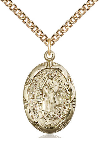 14kt Gold Our Lady of Guadalupe Medal Engraved Catholic Saint Jewelry