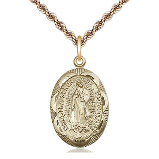 14kt Gold Our Lady of Guadalupe Medal Engraved Catholic Saint Jewelry