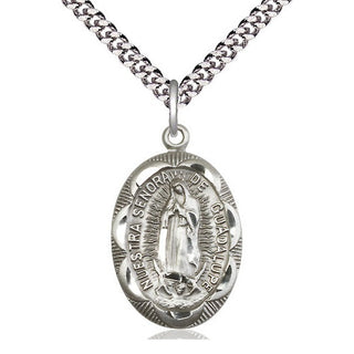 Sterling Silver Our Lady of Guadalupe Medal Catholic Jewelry Engraved Catholic Saint Jewelry