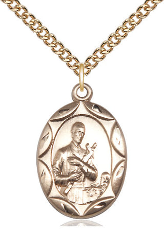 14kt Gold Saint Gerard Medal Engraved Catholic Saint Jewelry