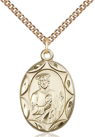 14kt Gold Filled Saint Jude Medal Catholic Jewelry Engraved Catholic Saint Jewelry