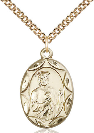 14kt Gold Filled Saint Jude Medal Catholic Jewelry Engraved Catholic Saint Jewelry