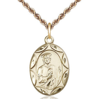 14kt Gold Saint Jude Medal Engraved Catholic Saint Jewelry