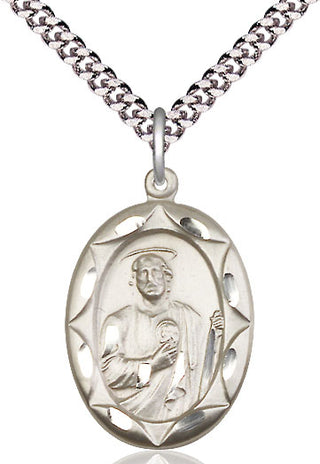 Sterling Silver Saint Jude Medal Catholic Jewelry Engraved Catholic Saint Jewelry