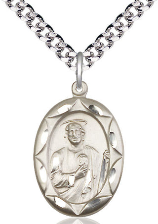 Sterling Silver Saint Jude Medal Catholic Jewelry Engraved Catholic Saint Jewelry