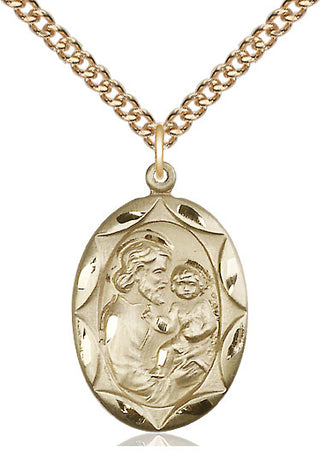 14kt Gold Filled Saint Joseph Medal Catholic Jewelry Engraved Catholic Saint Jewelry