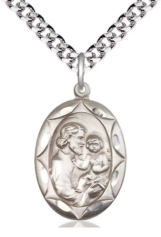 Sterling Silver Saint Joseph Medal Catholic Jewelry Engraved Catholic Saint Jewelry