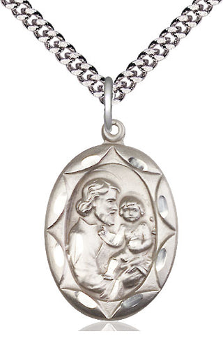 Sterling Silver Saint Joseph Medal Catholic Jewelry Engraved Catholic Saint Jewelry