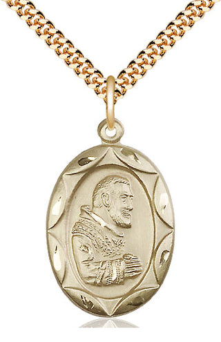 14kt Gold Filled Saint Pio of Pietrelcina Medal Catholic Jewelry Engraved Catholic Saint Jewelry