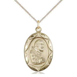 14kt Gold Saint Pio of Pietrelcina Medal Engraved Catholic Saint Jewelry